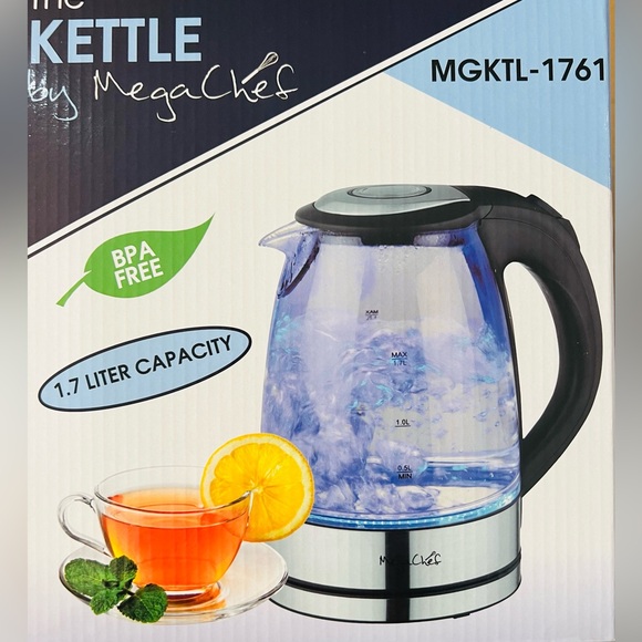Mega Chef 🆕 1.7 liter Glass & Stainless Steel Electric Tea Kettle - Picture 5 of 7